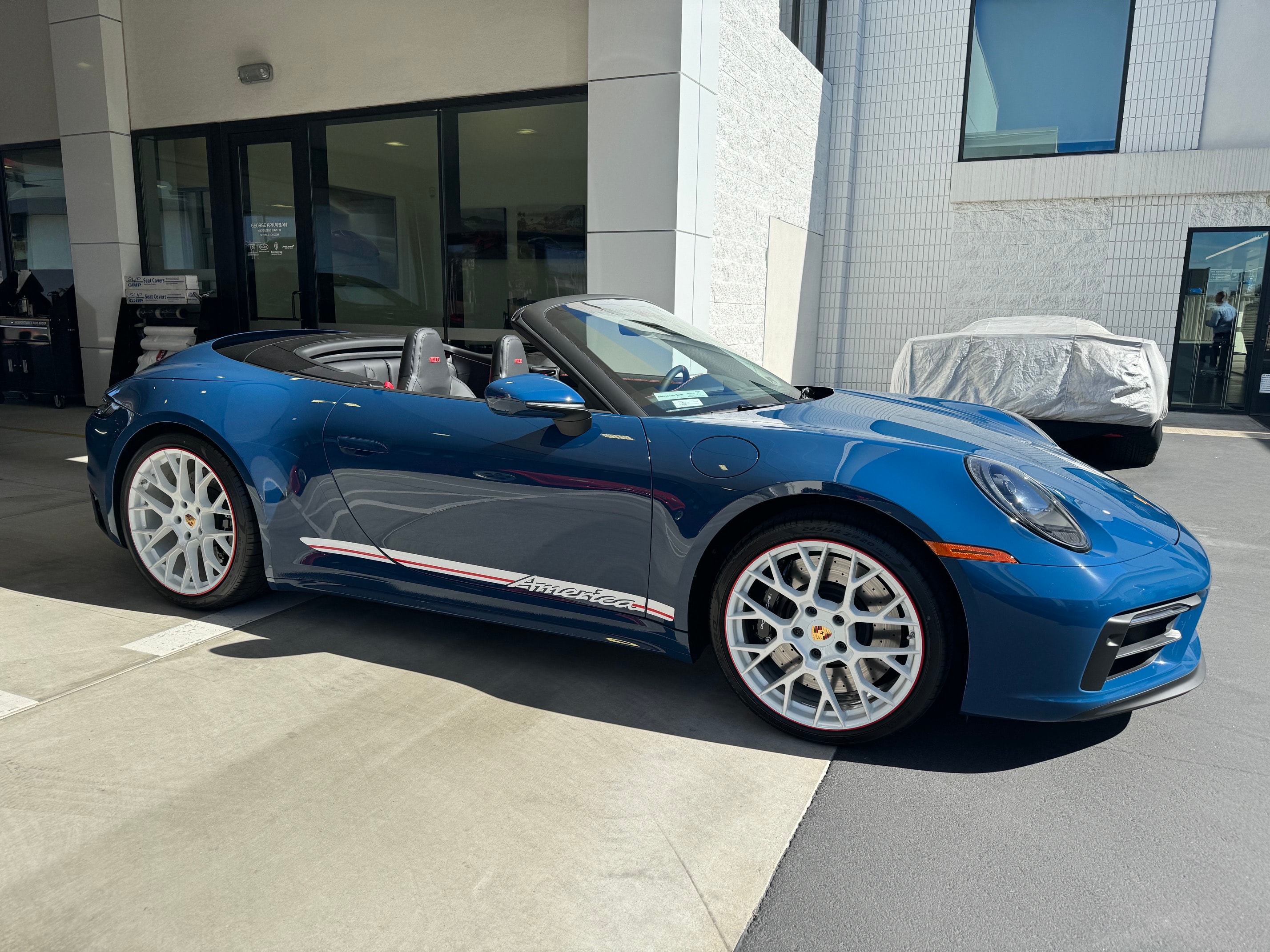 Porsche GTS America — blue over white wheels. A rare and stunning combination.